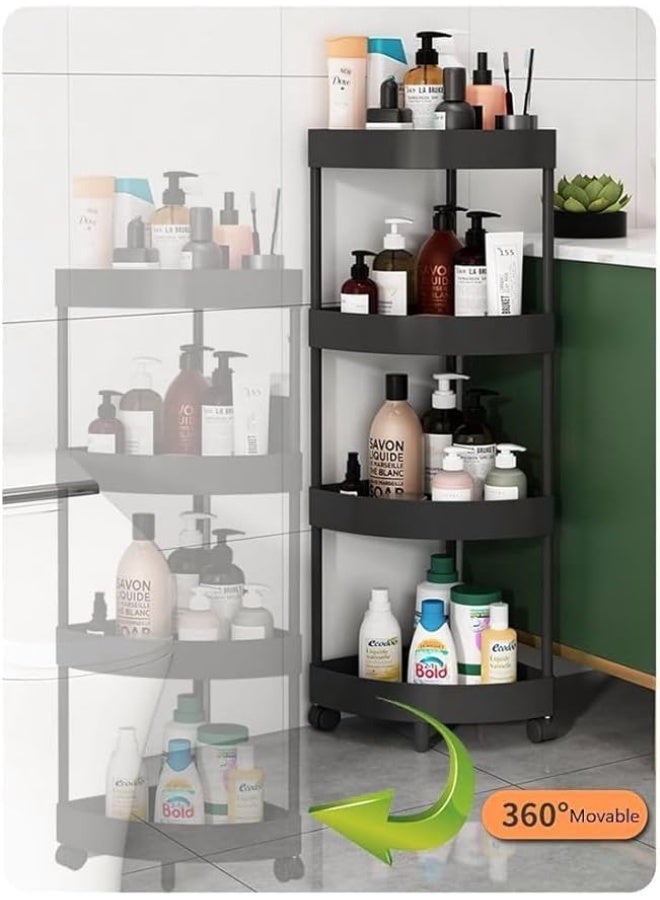 INSIJAM 5 Tiers Shower Caddy Bathroom Corner Shelf Organizer with Wheels Rust Proof Corner Open Storage Cart Plastic Shower Shelves for for Bathroom Kitchen Laundry - Image 2